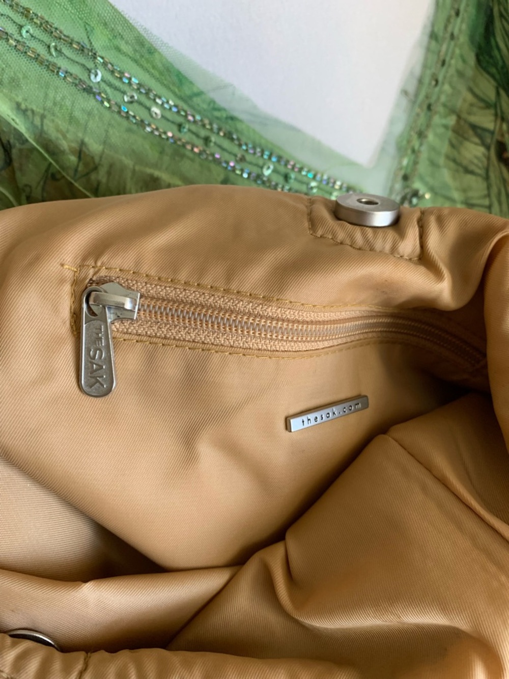 Neutral Tan Crochet Shoulder Bag - Casual Everyday Tote - Picture 6 of 7